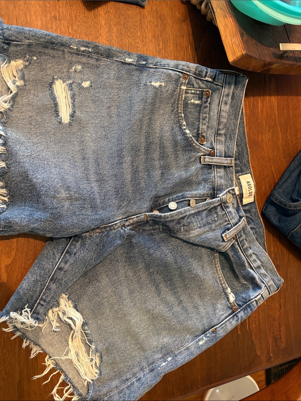 Agolde Washed Blue Distressed Boyfriend Jeans s27 Parker